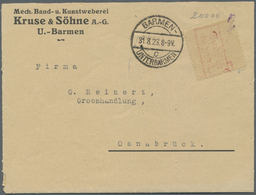 Br Deutsches Reich - Lokalausgaben 1918/23: BARMEN-UNTERBARMEN: 1923. Postverschlußzettel Als Gebührenz - Lettres & Documents