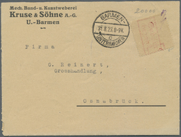 Br Deutsches Reich - Lokalausgaben 1918/23: BARMEN-UNTERBARMEN: 1923. Postverschlußzettel Als Gebührenz - Storia Postale