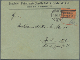 Br Deutsches Reich - Lokalausgaben 1918/23: BERLIN NW 5: 1923, Gebührenzettel Auf Orangefarbenem Papier - Covers & Documents