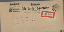 Br Deutsches Reich - Lokalausgaben 1918/23: BERLIN C 2: 1923, Gebührenzettel "Taxe Percue" Mit Grüner S - Covers & Documents