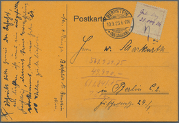 Br Deutsches Reich - Lokalausgaben 1918/23: BERNSTEIN (NEUMARK): 1923, Gebührenzettel Mit Hds. Vermerk - Storia Postale