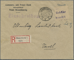 Br Deutsches Reich - Lokalausgaben 1918/23: BRAUNSCHWEIG: 1923, Gebührenzettel Mit Violettem L2 "Gebühr - Storia Postale