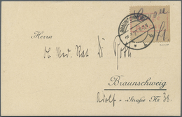 Br Deutsches Reich - Lokalausgaben 1918/23: BRAUNSCHWEIG: 1923, Gebührenzettel, Dreiseitig Gezähnt Mit - Covers & Documents