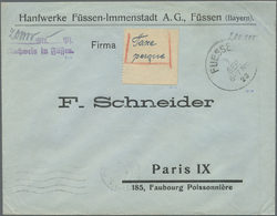 Br Deutsches Reich - Lokalausgaben 1918/23: FÜSSEN: 1923, Gebührenzettel, Zweiseitig Gezähnt Mit Handsc - Lettres & Documents