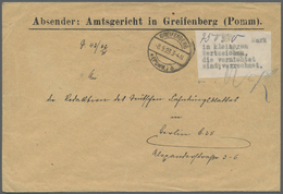 Br Deutsches Reich - Lokalausgaben 1918/23: GREIFENBERG (POMMERN): 1923, Gebührenzettel Mit Schreibmasc - Brieven En Documenten