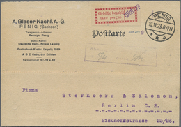 Br Deutsches Reich - Lokalausgaben 1918/23: HALLE (SAALE) OPD: 1923, Gebührenzettel Karmin In Type I C - Lettres & Documents