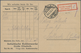 Br Deutsches Reich - Lokalausgaben 1918/23: HALLE (SAALE) OPD: 1923,  Gebührenzettel Ziegelrot In Type - Lettres & Documents