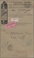 Br Deutsches Reich - Lokalausgaben 1918/23: KOLBERG 1: 1923, Gebührenzettel Mit Rotem Kastenstempel "Ge - Lettres & Documents