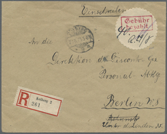 Br Deutsches Reich - Lokalausgaben 1918/23: KOLBERG 2: 1923, Gebührenzettel-Oblate Mit Rotem "Gebühr Be - Lettres & Documents