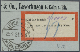 Brfst Deutsches Reich - Lokalausgaben 1918/23: LEVERKUSEN, Gebührenzettel Ohne "Taxe Percue" Mit Eingestem - Brieven En Documenten