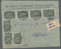 Br Deutsches Reich - Lokalausgaben 1918/23: PIRNA: 1923, Gebührenzettel "Taxe Percue" Aus Auslandsbrief - Lettres & Documents