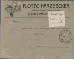 Br Deutsches Reich - Lokalausgaben 1918/23: WEINBÖHLA (BZ. DRESDEN): 1923, Gebührenzettel Mit Setzkaste - Brieven En Documenten