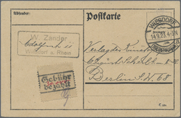 Br Deutsches Reich - Lokalausgaben 1918/23: WIESDORF (NIEDERRHEIN): 1923, Gebührenzettel Mit Ra2 "Gebüh - Lettres & Documents