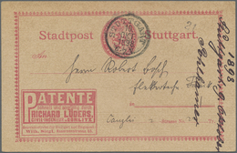GA Deutsches Reich - Privatpost (Stadtpost): STUTTGART: Oval Mit Wappen U. Krone, 2 Pfg. Rosa Sowie 2 P - Private & Local Mails