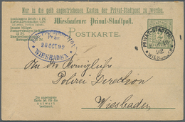 GA Deutsches Reich - Privatpost (Stadtpost): WIESBADEN: Transport Anstalt, Ziffer 2+2 Pfg. Olivgrün, Do - Posta Privata & Locale
