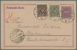 GA Deutsches Reich - Ganzsachen: 1922, 200 Pf Lila Rohrpostkarte Mit Zusatzfrankatur 8 Und 30 Mark Post - Andere & Zonder Classificatie