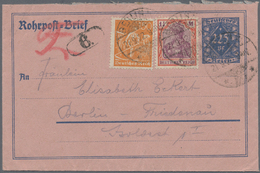 GA Deutsches Reich - Ganzsachen: 1922, 225 Pfg. Rohrpost-Ganzsachenbrief Mit Portogerechter Zusatzfrank - Other & Unclassified