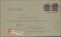 Br Deutsches Reich - Besonderheiten: 1923, 250 Tausend Auf 500 M. Rosa Im Waagerechten Paar Auf R-Brief - Autres & Non Classés