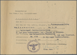Br Deutsches Reich - Besonderheiten: 1938 (5.10.), Begleitbeleg Der Kommandantur Des KZ Sachsenhausen Z - Autres & Non Classés