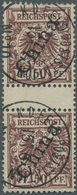 /O Deutsche Post In China: 1898: 50 Pfg. Steil, Senkrechtes Luxuspaar Mit Zwischensteg, Ideal Mit äußer - China (offices)