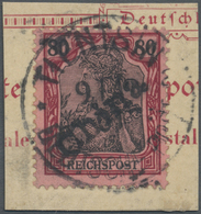 Brfst Deutsche Post In China: 1901, 80 Pfg. Handstempelaufdruck, Farbfrisches Und Gut Gezähntes Luxusstück - Cina (uffici)