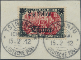 Brfst Deutsche Post In China: 1912, Briefstück Mit 2 1/2 Dollar Auf 5 M Mit Wasserzeichen Und Variante „li - China (kantoren)