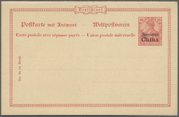 GA Deutsche Post In China - Ganzsachen: 1901, 10 Pfg. Germania Reichspost Mit Aufdruck, Doppelkarte, Pr - China (offices)
