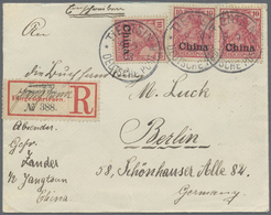 Br Deutsche Post In China - Stempel: 1903. "Tientsin Deutsche Post 9.9.03", 3x Mit 3x 10 Pf Auf R-Brief - China (offices)