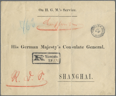 Br Deutsche Post In China - Stempel: 1901, DIN A4 Grosser "On H.G.M.s Servise"-Vordruckumschlag Mit Adr - China (offices)