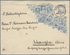 GA Deutsche Post In China - Besonderheiten: 1906, Incoming Mail Bayern 20 Pf Blau Centenarfeier-Ganzsac - China (kantoren)
