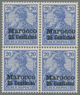 ** Deutsche Post In Marokko: 1900, Der Sog. Fette Aufdruck, Sechs Postfrische Viererblöcke, Dabei Drei - Marocco (uffici)