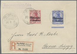 Br Deutsche Post In Marokko - Stempel: "FES-MELLAH (MAROKKO) 20 8 11 DP" Stempel-Rarität (Marokko Mit K - Marokko (kantoren)