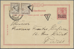 GA Deutsche Post In Marokko - Besonderheiten: 1904, 10 C. Germania Ganzsachenkarte Nach PARIS, Dort Mit - Morocco (offices)