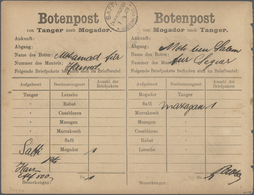 Br Deutsche Post In Marokko - Besonderheiten: 1909 Botenpost-Zettel "Tanger-Mogador", Beide Seiten Am 5 - Maroc (bureaux)