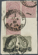 Brfst Deutsche Post In Der Türkei - Vorläufer: 1888: 2 Mk Mattrosalila, Dreierblock Und 2/12 Pia A. 50 Pfg - Turchia (uffici)