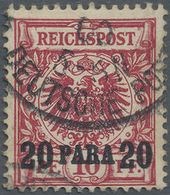 O Deutsche Post In Der Türkei: 1899, 20 Para Auf 10 Pf. Dunkelrosa, Seltenste Farbe, Farbfrisches Kabi - Turkse Rijk (kantoren)