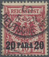 O Deutsche Post In Der Türkei: 1899, 20 Para Auf 10 Pf. Dunkelrosa, Seltenste Farbe, Farbfrisches Kabi - Turkey (offices)