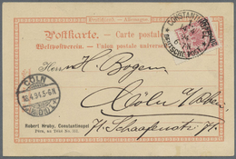 Br Deutsche Post In Der Türkei: 1889, 20 PA Auf 10 Pf Krone/Adler Auf Bedarfskarte Gelaufen "CONSTANTIN - Turkse Rijk (kantoren)