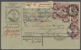 Br Deutsche Post In Der Türkei: 1889: Post-Paketadresse Mit Coupon (Formular A 20), Frankiert Mit 8 X 2 - Turchia (uffici)