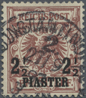 O Deutsche Post In Der Türkei: 1889, 2½ Pia. Auf 50 Pfg. Lebhaftrötlichbraun Mit Aufdruckabart "1 Von - Turkey (offices)