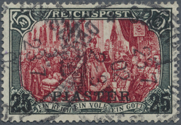 O Deutsche Post In Der Türkei: 1902, 25 P Auf 5 M Reichspost Grünschwarz/bräunlichkarmin Mit Nachmalun - Turkse Rijk (kantoren)