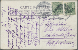 Br Deutsche Post In Der Türkei: 1914: 5 Centimes Auf 5 Pfg Grün Und 10 Para Auf 5 Pfg Grün Als Seltene - Turkse Rijk (kantoren)