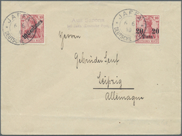 Br Deutsche Post In Der Türkei: 1910, Aus Sarona/bei Jaffa (Deutsche Post), L2 Nebenstempel + 2x JAFFA - Turchia (uffici)