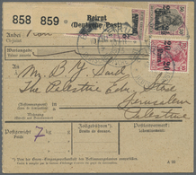 Br Deutsche Post In Der Türkei: 1913. Inlandspaketkarte Für 2 Pakete "Beirut-Jerusalem" Mit 3x 2½ Piast - Turkse Rijk (kantoren)
