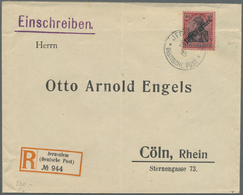 Br Deutsche Post In Der Türkei: 1913, 100 Centimes Auf 80 Pfg. Germania Als EF Auf Einschreiben Ab JERU - Turkse Rijk (kantoren)