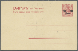 GA Deutsche Post In Der Türkei - Ganzsachen: 20 Para Doppelkarte Aufdruck Auf Urkarte P 82 Ungebraucht - Turchia (uffici)