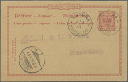 GA Deutsche Post In Der Türkei - Ganzsachen: 1901: 10 Pfg Rot GSK. Einzig Bekannter GS Antwortteil Dies - Turquie (bureaux)