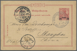 GA Deutsche Post In Der Türkei - Ganzsachen: 1902. Ganzsachenkarte 20 Para Uf 10 Pf. Germania Rot Von « - Turkey (offices)