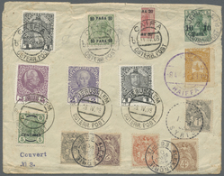 GA Deutsche Post In Der Türkei - Ganzsachen: 1908: 10 Para Auf 5 Pfg Grün, Ganzsachen-Umschlag Mit Rs. - Turkse Rijk (kantoren)