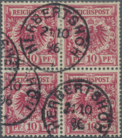 /O Deutsch-Neuguinea - Vorläufer: 1896, 10 Pf. Adler Im Viererblock Mit K1 HERBERTSHÖH / 21.10.96 (Mi. - Nuova Guinea Tedesca